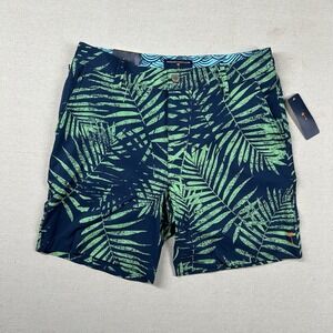 Margaritaville Shorts Mens 30 Chino Performance Golf Floral Insignia Blue Navy